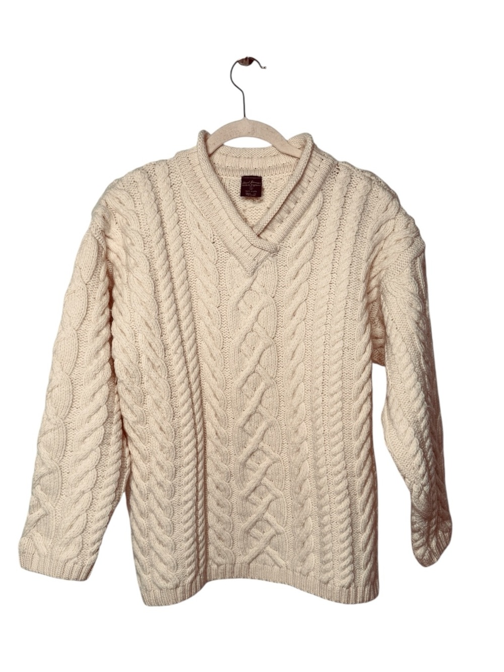 Paul James Cable Knit Sweater Cream Wool SZ S